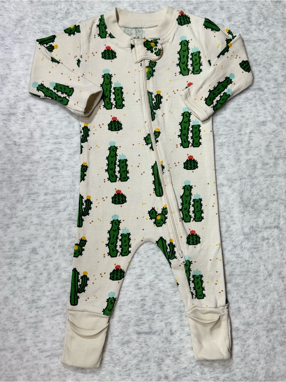 Monica + Andy Cactus Footless Zip Sleeper Newborn Baby Cotton Cream Desert